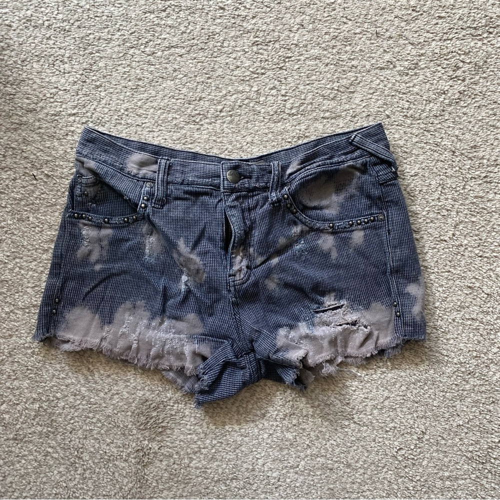 Free People Distressed Blue Jean Shorts